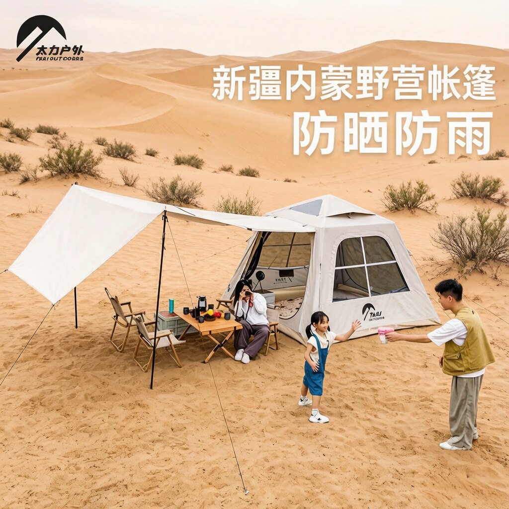 太力户外充气式帐篷超大空间全自动速开超大露野营过夜天幕二合一