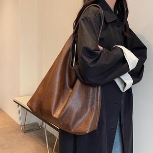 复古百搭单肩包休闲通勤托特包 优选韩系慵懒风大容量包包女士新款