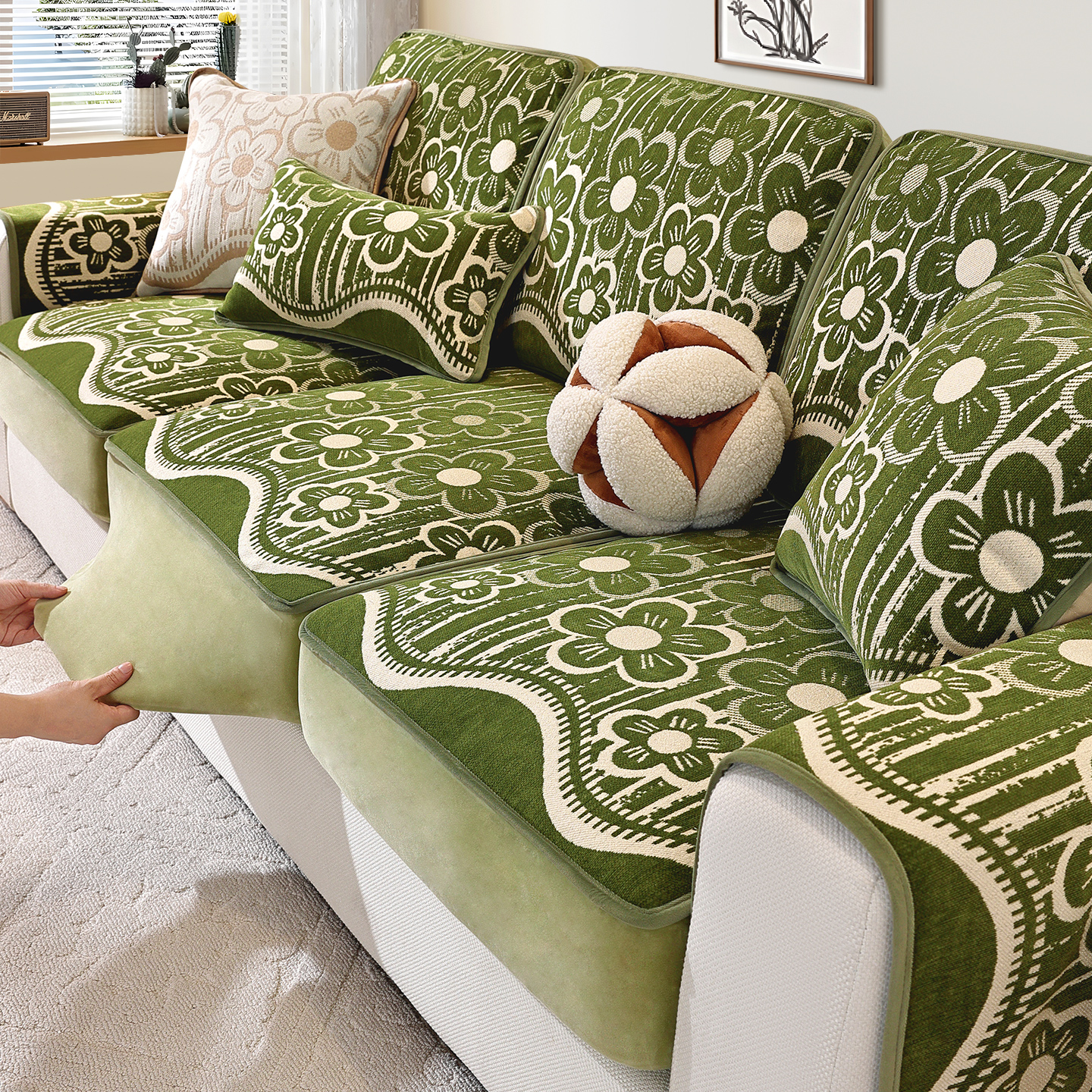 田园风全包沙发垫套罩笠坐垫盖布