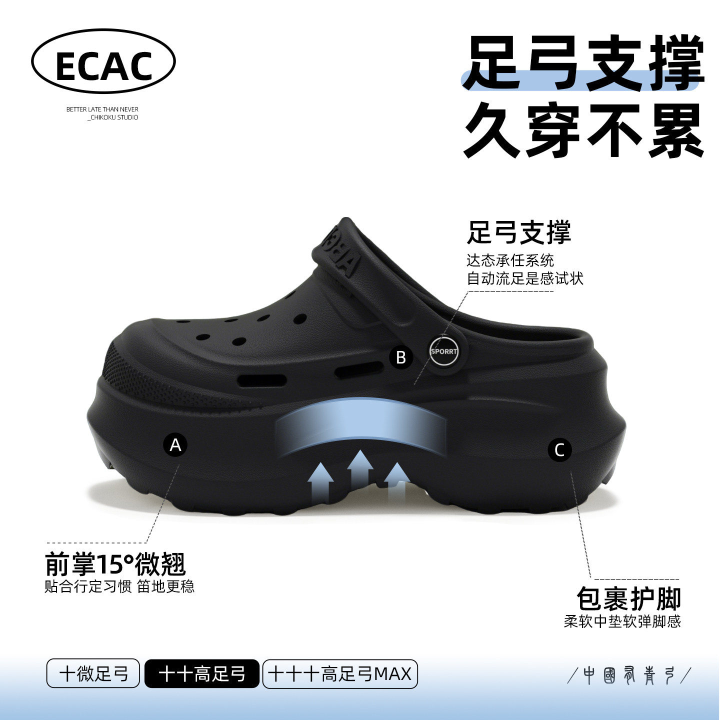 ECAC厚底增高洞洞鞋女款2026新款图片