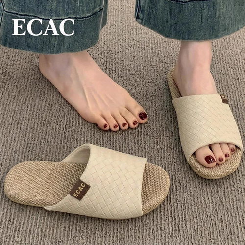 ECAC静音亚麻拖鞋女款夏居家拖鞋