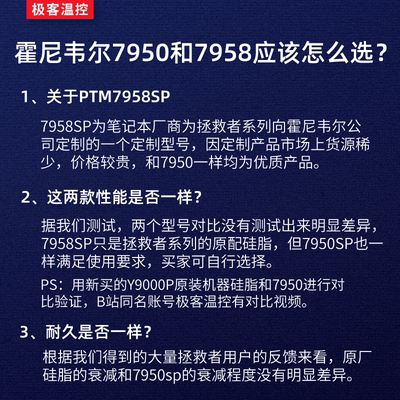 PTM7950SP相变硅脂cpu导热膏笔记本散热器显卡7958SP硅脂