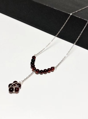 D657# 天然血珀手工精编锁骨链项链吊坠3.5mm S925银链 重1.51克