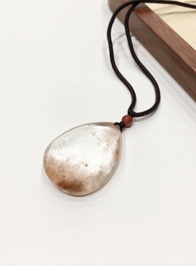 D832# 天然红兔毛大水滴吊坠38.5*30*12.5mm