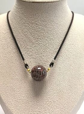 D202# 天然彩幽灵千层聚宝盆锁骨链 吊坠18mm