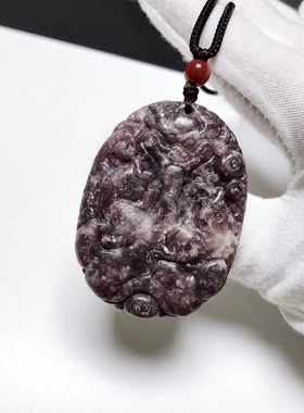 D423# 天然樱花玉吊坠双鱼跃龙门大版挂件毛衣链 52*38.5*12.8mm