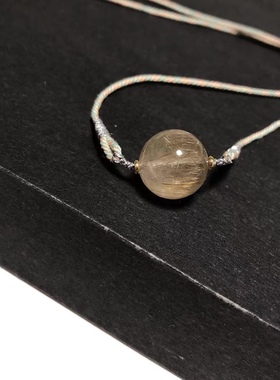 D1073# 天然金发晶满发丝吊坠14.5mm 锁骨链