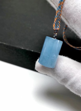 D106# 天然海蓝宝柱子吊坠能量柱锁骨链带猫眼 19*12mm 6.13克