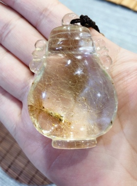 D474#天然金发晶宝瓶吊坠 毛衣链 全净体 顺发 带发根 配链