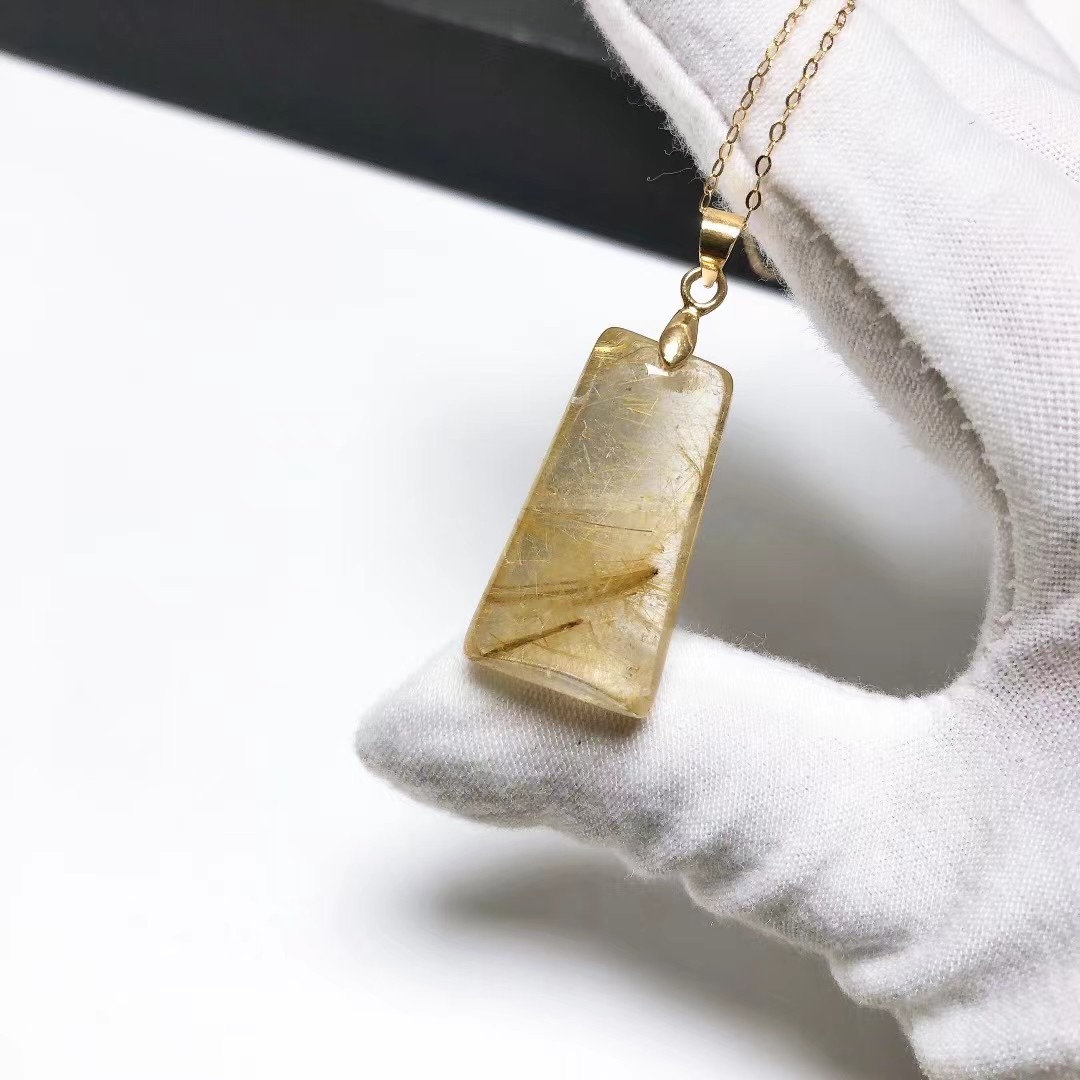 D92# 天然金发晶钛晶吊坠27.5*15*8.2mm