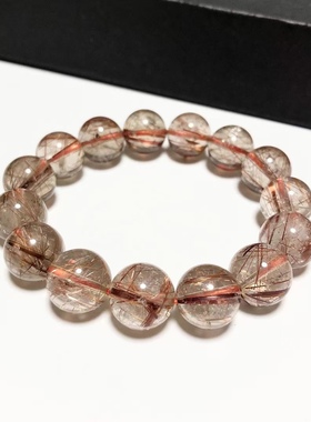 S428# 天然铜发晶单圈手链12.5mm 全净体 硬顺发丝 无黑无杂