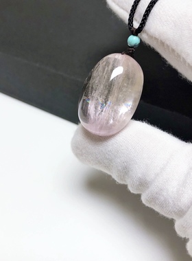 D492# 天然冰种透体极光猫眼紫锂辉稀有蛋面吊坠25*18*11.5mm