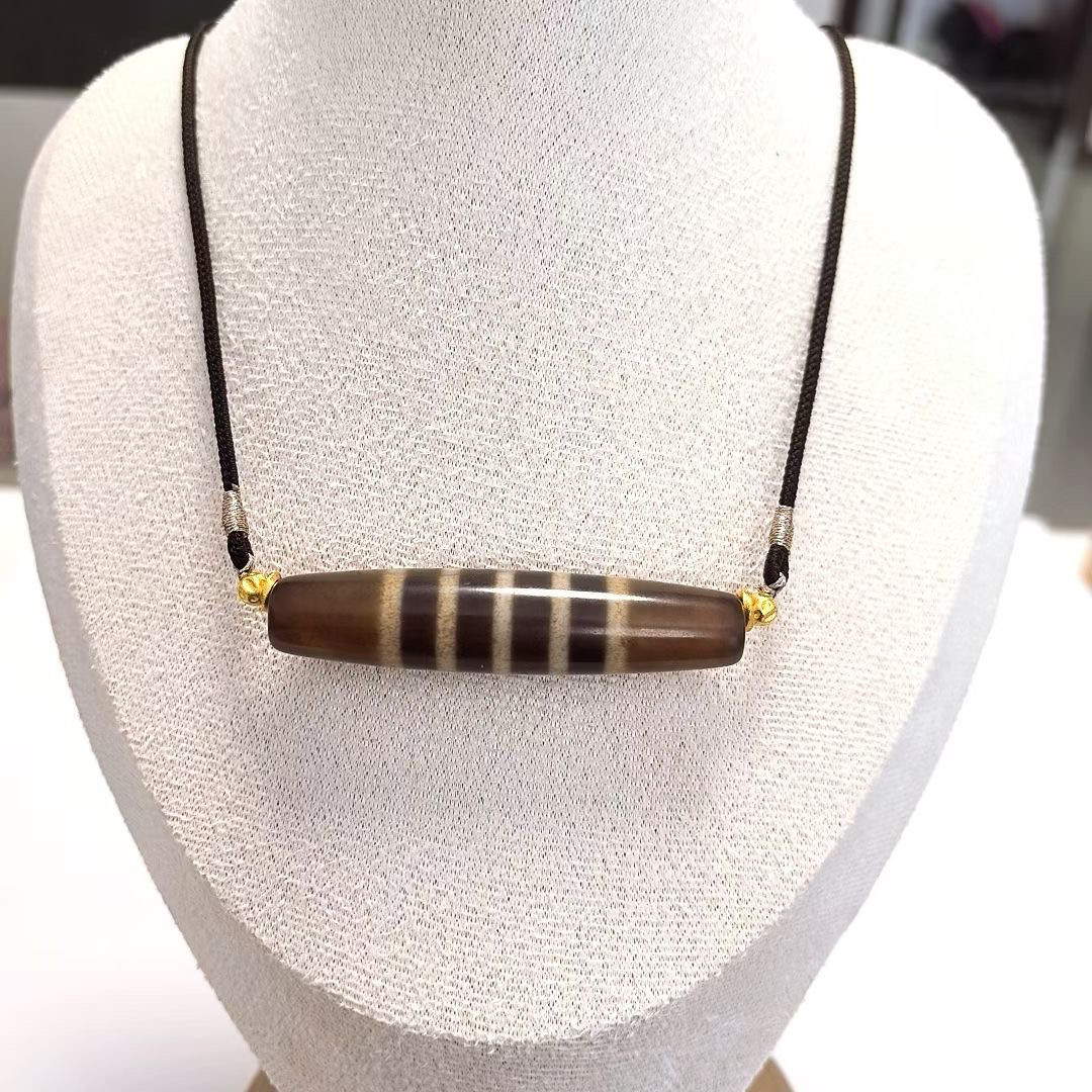 D217# 天然精品老台湾工艺九线天珠锁骨珠西藏至纯工艺玛瑙珠吊坠