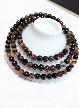 S21# 天然巴西老料碧玺三圈手链5.5mm 重量25.57克