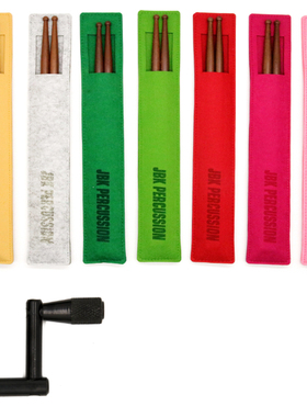 乐器配件 彩色羊毛毡鼓棒包+红色金刚木鼓棒+无级变速式鼓钥匙