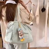 韩系轻便尼龙上课大容量JK搭配单肩包波士顿旅行袋休闲通勤健身包