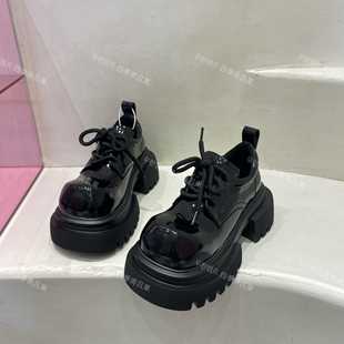 暗红小众高级感厚底大头乐福鞋新款2025春漆皮软面百搭小皮鞋