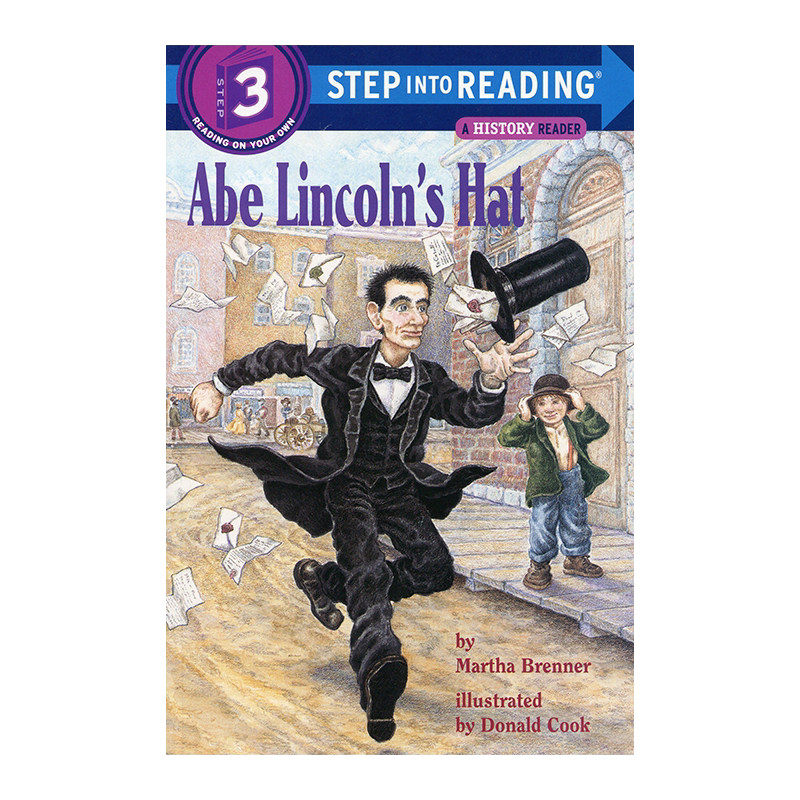 林肯的帽子英文原版 企鹅兰登英语分级绘本 step into reading三阶 Abe Lincoln's Hat原版漫画书英文绘本