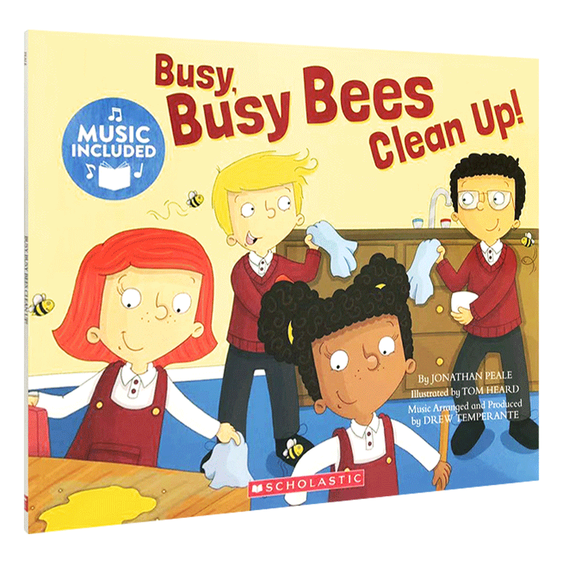 小豆豆英文童书 英文原版绘本 Busy Busy Bees Clean Up! 繁忙的蜜蜂做清理 书+带音频CD 4-8岁幼儿童原版英语绘本书 故事书 暑假