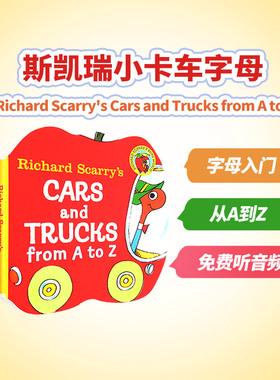 赠音频英文原版 小卡车字母纸板书 字母入门从A到Z Richard Scarry's Cars and Trucks from A to Z 斯凯瑞 手掌口袋书正版绘本