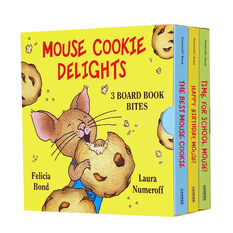 3册盒装英文原版绘本Mouse Cookie Delights 老鼠吃饼干 The Best Mouse Cookie儿童纸板书happy Birthday, Mouse Time for Schoo