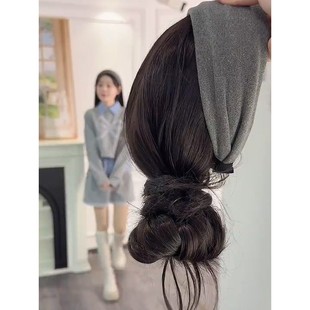 森系假发带发箍一体丸子头全头套仿真人发丝头顶发饰高颅顶马尾
