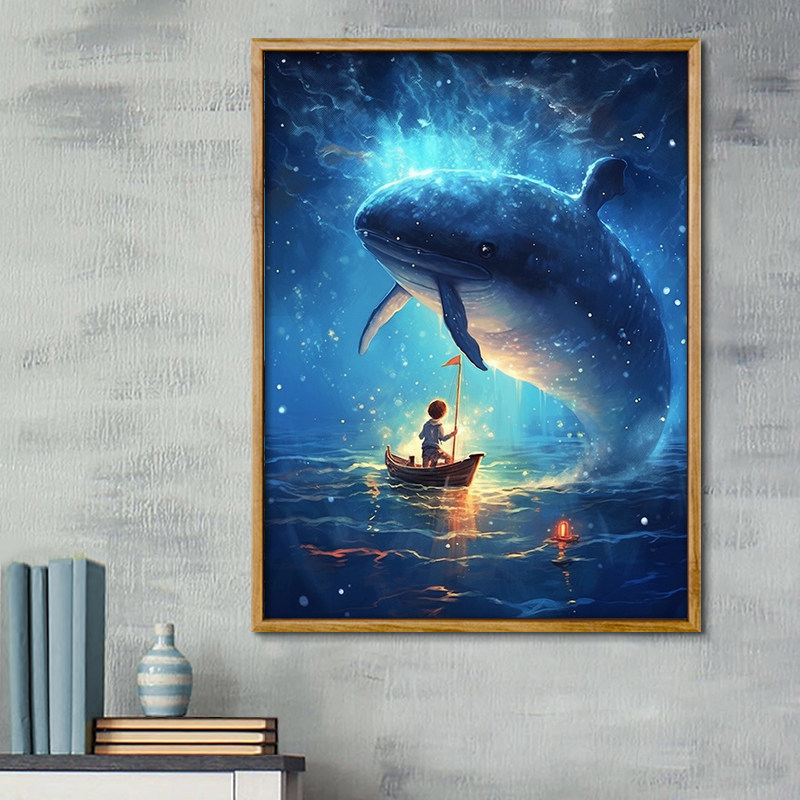 星空鲸舞 diy数字油画填充涂色丙烯画手工客厅动物风景画手绘解压