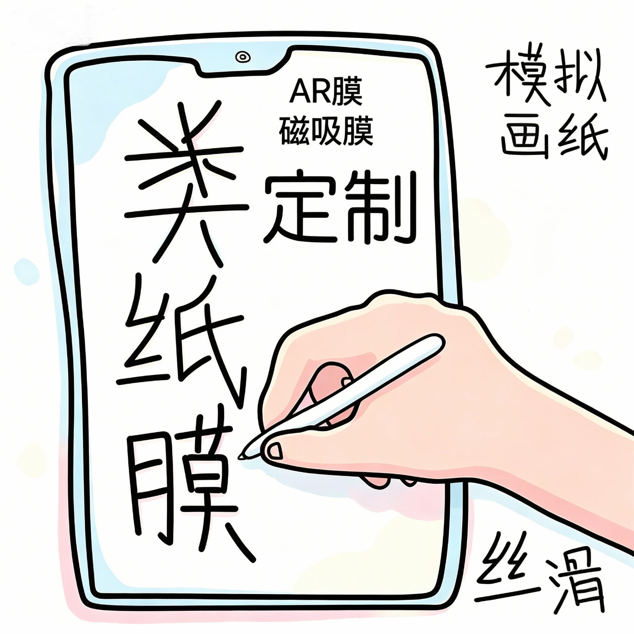 定制各种型号vivo类纸膜ipad10.9抗反光小米6/6pro防指纹华为11.5matepad框贴可拆卸3A粘贴oppo三星14.6联想