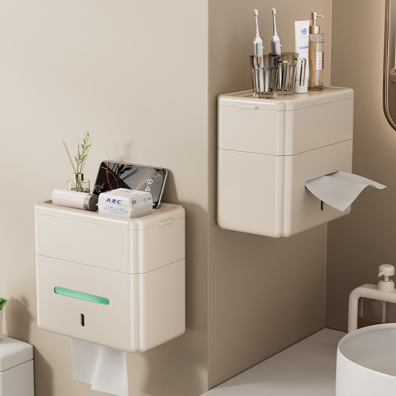 卫生间纸巾盒手机支架挂式收纳架