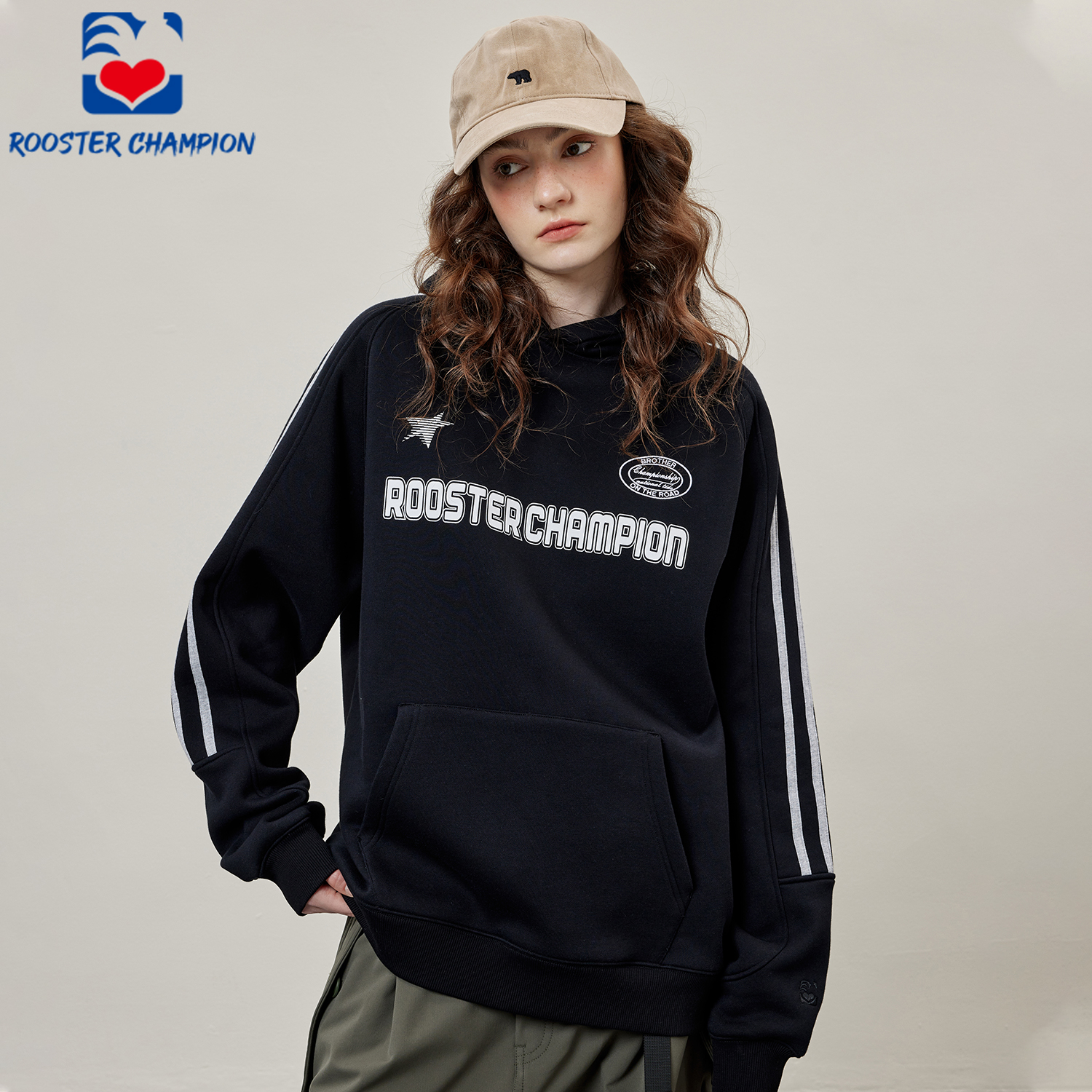 公鸡冠军公鸡冠军黑色加绒卫衣男