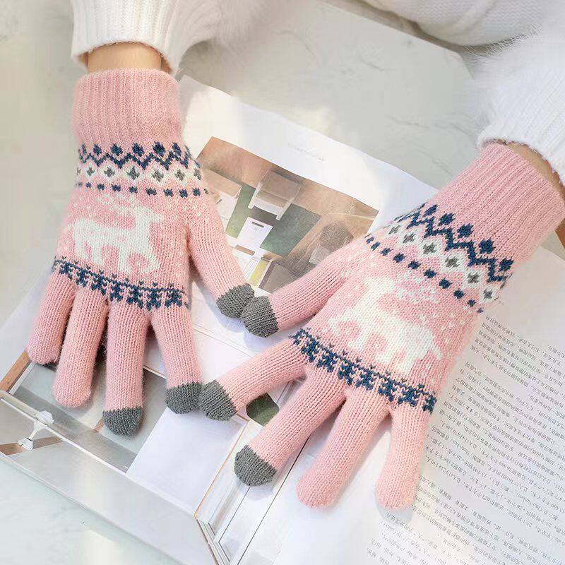 GLOVES FOR MEN AND WOMEN TO KEEP WARM COLD-PROOF WARM THICKENED WINTER-INSULATED TOUCH-SCREEN GLOVES COLD-PROOF KNITTED WOOLEN GLOVES RIDING