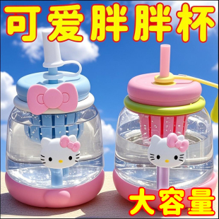 可爱吸管大肚杯子 水杯大容量女生ins塑料杯高颜值耐高温便携夏季