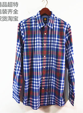 格子时尚休闲长袖衬衣小帆船