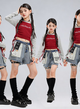 女童露脐上衣jazz爵士舞走秀潮服