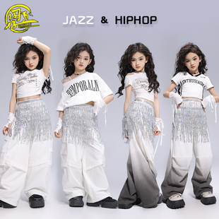 女团时髦露脐上衣jazz走秀演出服女孩现代舞街舞服 女童爵士舞服装