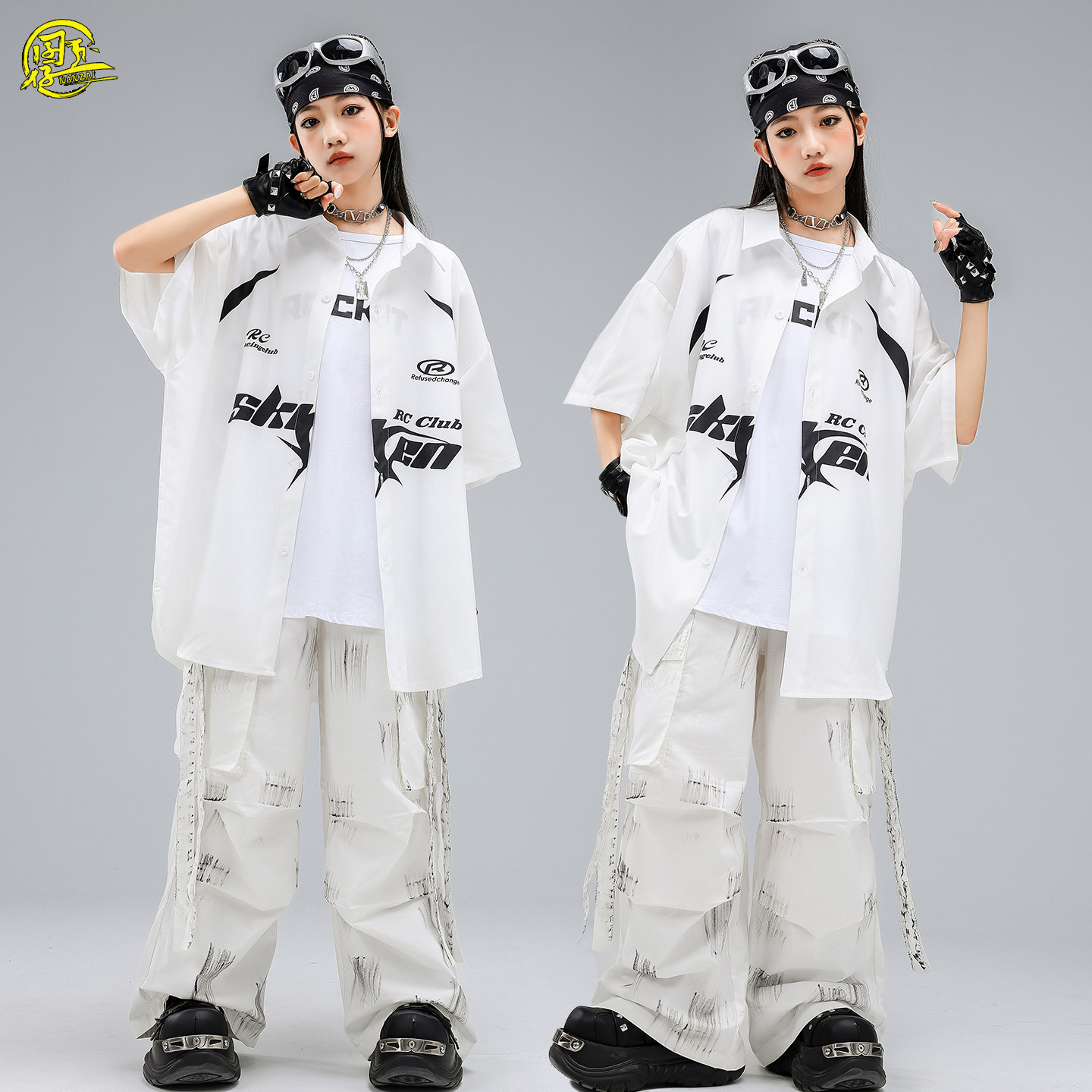 儿童街舞机车衬衫breaking舞蹈服图片
