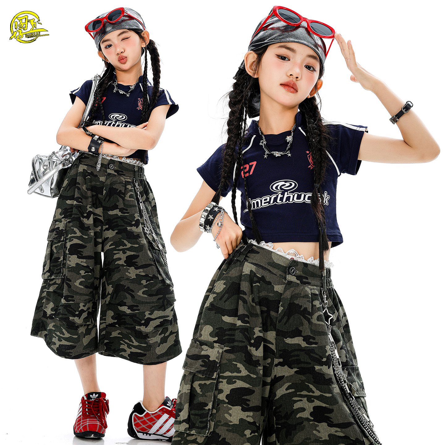 女童时髦上衣爵士舞打歌舞演出服