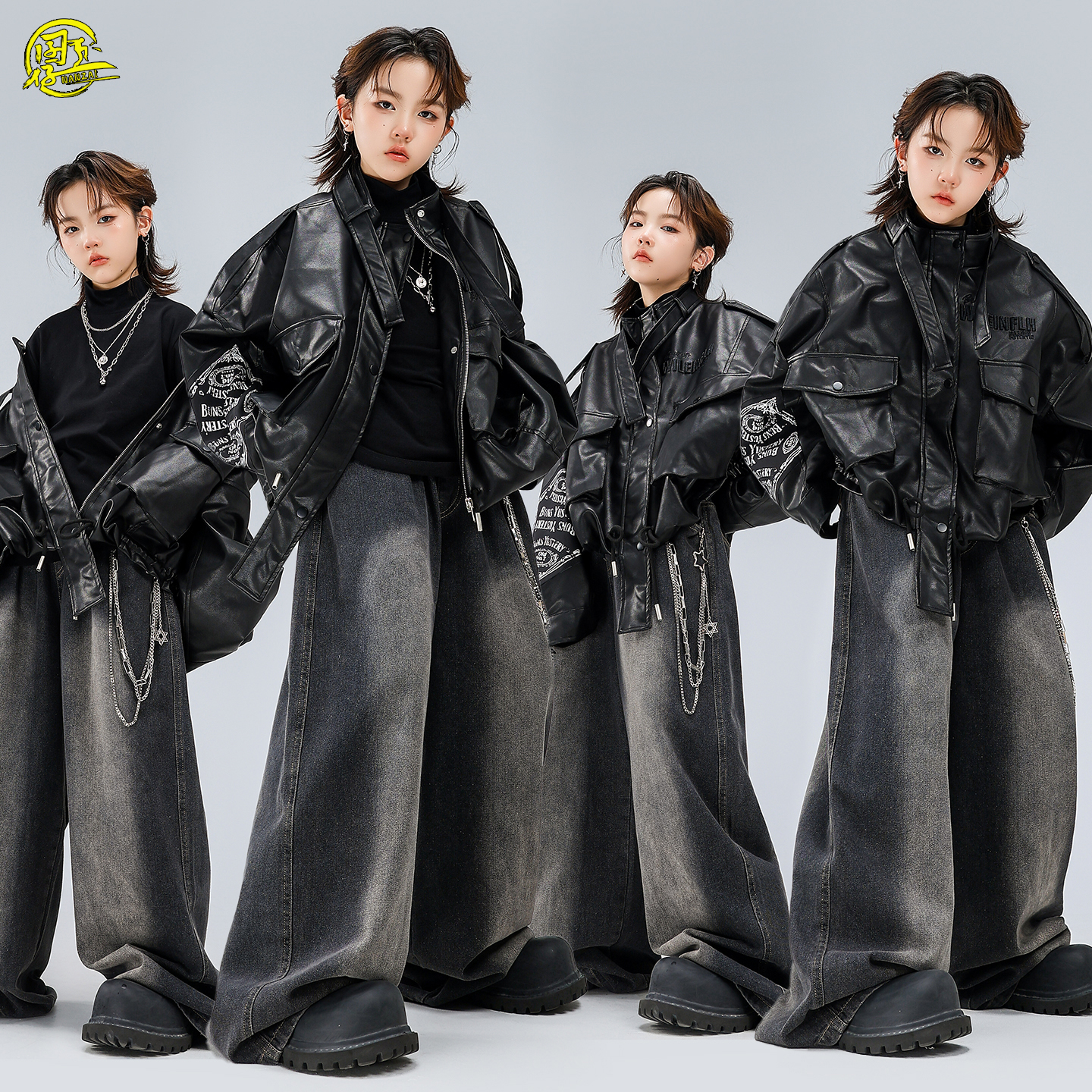 儿童机车风嘻哈hiphop街舞演出服