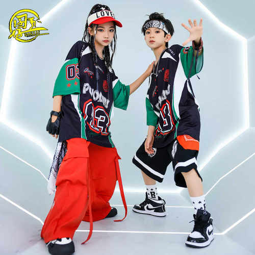 儿童街舞服嘻哈宽松T恤表演服