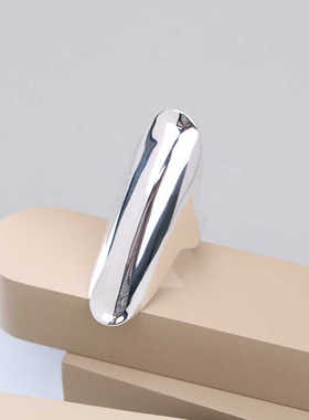 s925银个性夸张宽版明星弧形亮银