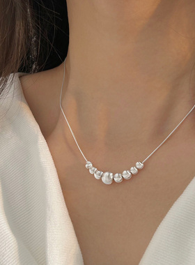 古罗珠宝S925纯银磨砂拉丝项链