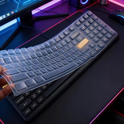隆视键盘膜适用于MCHOSE迈从K99 V3机械键盘保护膜鎏金黑按键防尘罩晴空蓝凹凸垫星核白硅胶套键位全覆盖配件