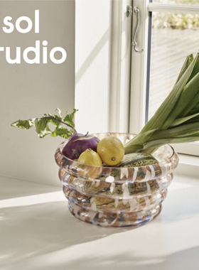 Msol目所 Hübsch餐厨用具  丹麦 火焰透明彩色玻璃碗蔬菜水果