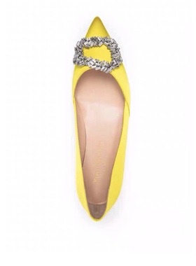 Rupert Sanderson真丝钻扣低跟尖头单鞋