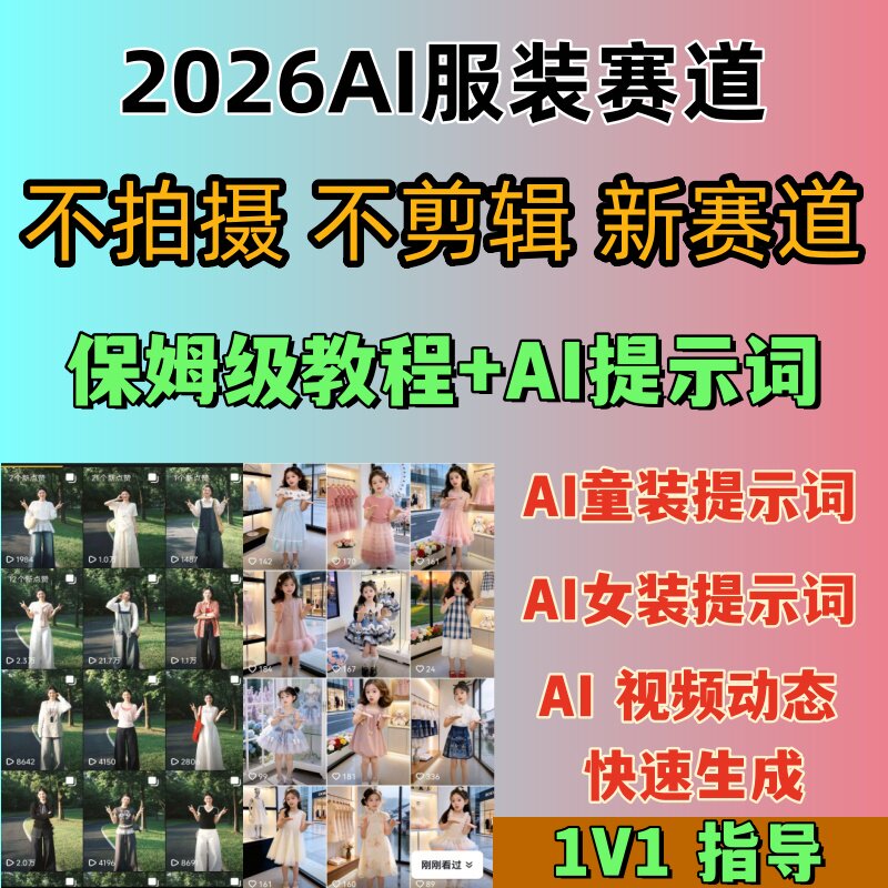 ai童装视频图文提示词模版大全教程抖音带货视频制作0基础课程