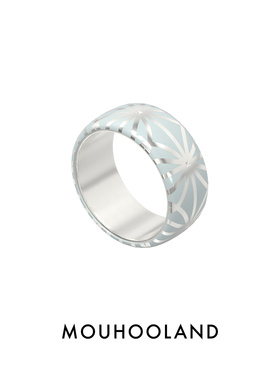 Mouhooland/暮后之地幸运花系列冰雾蓝珐琅纹饰戒指指环个性简约