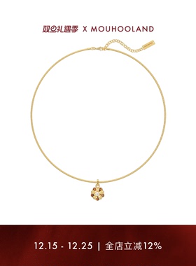 Mouhooland/暮后之地杏花系列虎眼石杏花编织项链金色小众设计