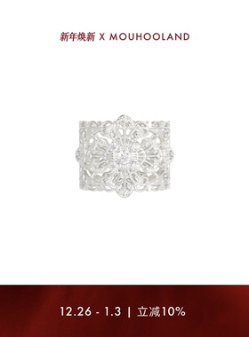 Mouhooland/暮后之地蕾丝花纹宽戒小众设计戒指情侣款指环原创