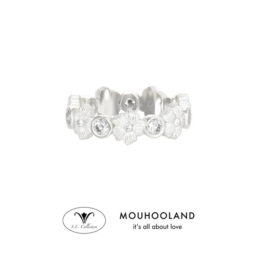 Mouhooland/暮后之地银标限定系列樱花刺绣细戒小众设计尾戒轻奢