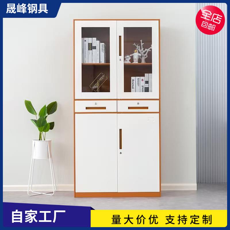 窄边套色中二斗文件柜办公室铁皮资料柜储物柜档案柜家用书柜